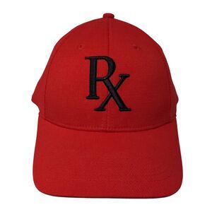 Rx Fitted Hat Red Large/XL Nu-Fit Embroidered Solid 6 Panel KC Caps